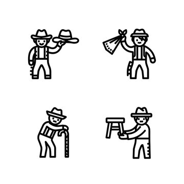 Hillbilly character set in various poses and actions