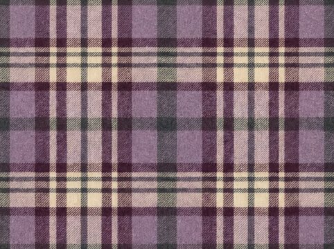 Purple and gray tartan plaid fabric with a traditional pattern background