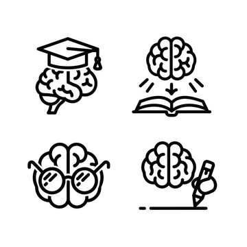 Brain icons representing education learning and creative intelligence