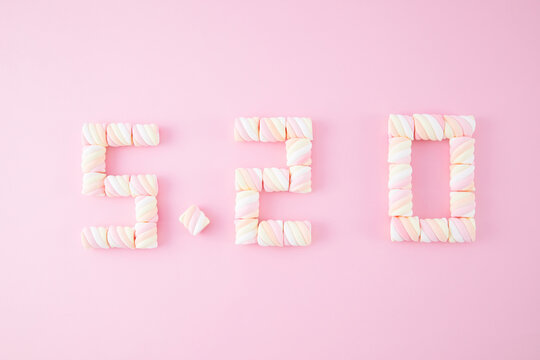 Marshmallow 520 Love Message on Pink Background