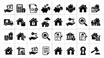 Fototapeta premium Real Estate and Housing Finance Vector Icons Set