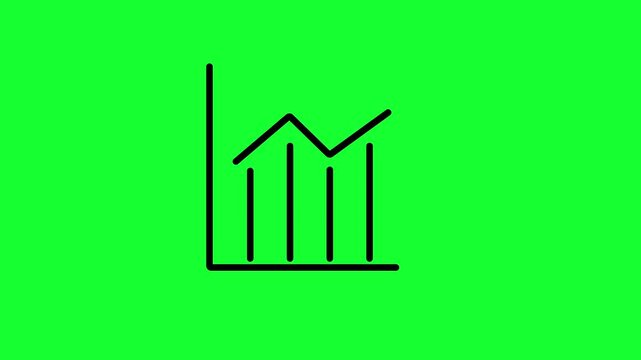 Business growth animation icon with charts showing progress and success on a clean white background.