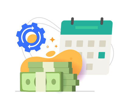 Salary wages budget payroll, tax loan scheduling calculating icon vector graphic modern, finance payment accounting automation management illustration, cash workflow estimation process clip art