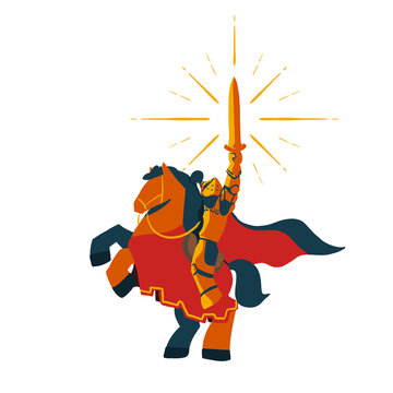 Horse Knight Flat Illustration 