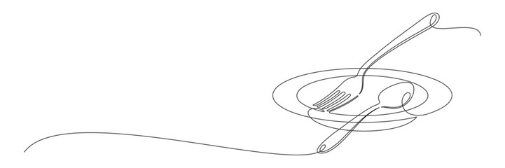 Fototapeta premium Beautiful continuous line drawing of cutlery 1.eps