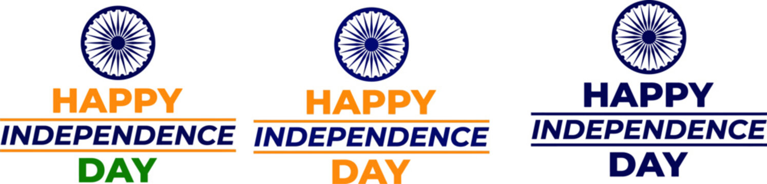 Indian independence day greeting cards vector set