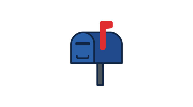 Blue Mailbox with Red Flag Up.