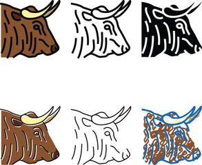 Naklejka premium bull animal set zoo color icon vector. bull animal zoo sign. isolated symbol