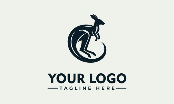 Kangaroo animal mascot silhouette vector logo illustration design