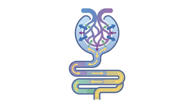 Diagram of a nephron showing filtration and reabsorption processes.