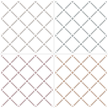 Seamless patterns with pearls in geometric grid