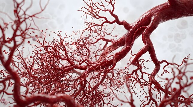 Detailed scientific illustration of a circulatory system network
