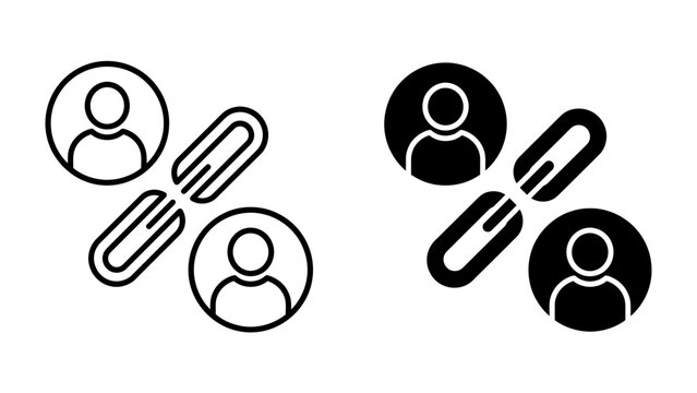 Connection broken icons: Icons depicting two people disconnected by a broken link, representing a severed connection or failed communication.