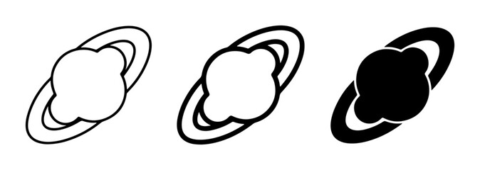 Saturn Planet Icons, Space Celestial Body Graphics, Cosmic Ringed Planet Vector Set © pixostudio