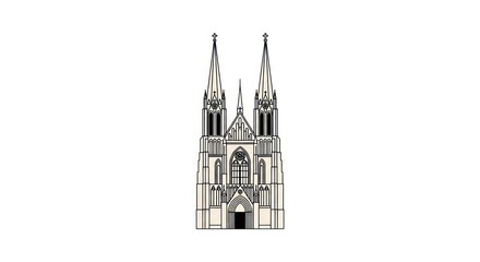 Obraz premium Gothic cathedral architecture drawing sketch.
