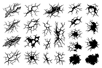 Obraz premium Collection of various cracked earth patterns.