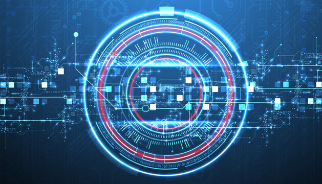 Abstract background. Scientific and technological concept with the use of technical elements formed in the shape of a circle. Vector