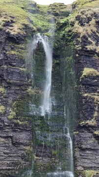 Waterfall running upwards - The Devils Chimney near Glencar Lough, Ireland