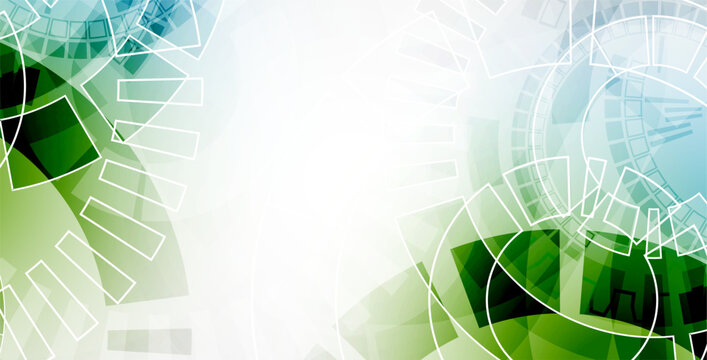 Abstract vector background with dynamic circles and geometric shapes. Technology concept template.