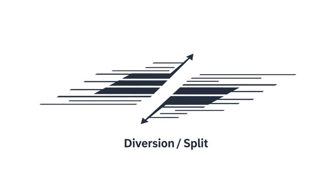 Graphic representation of diversion and split concept.