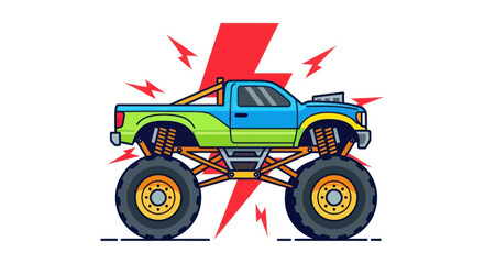 Large Monster Truck Vehicle Side View. © nanik