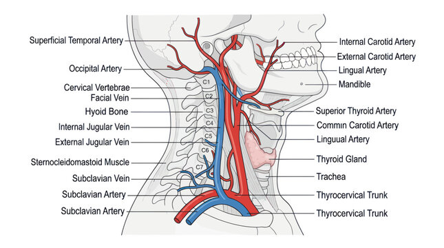 Human Neck Blood Vessels Anatomy Diagram.