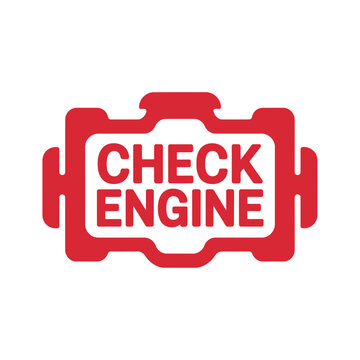 Red check engine warning light icon for automotive dashboard diagnostics