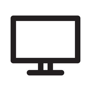 Computer Monitor Icon Flat Silhouette Style With Transparent Background For Digital Interfaces