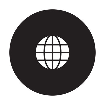 Globe icon with grid lines a flat two color silhouette on a white background