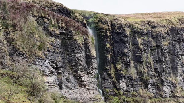 Waterfall running upwards - The Devils Chimney near Glencar Lough, Ireland