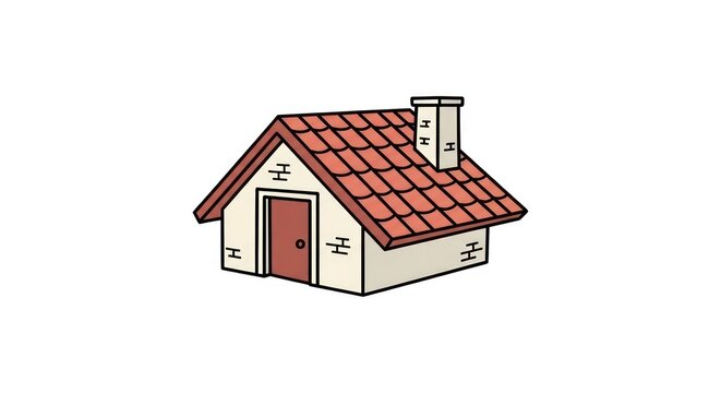 Simple cartoon house with red roof.