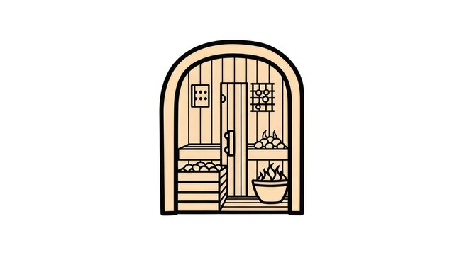 Simple Sauna Interior Illustration Design.