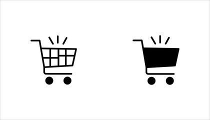 Outline shopping cart icon set. with highlight marks representing promotions, discounts, shopping, and retail offers. © Muhammad