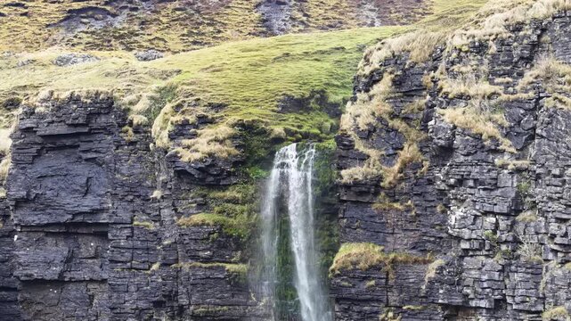 Waterfall running upwards - The Devils Chimney near Glencar Lough, Ireland