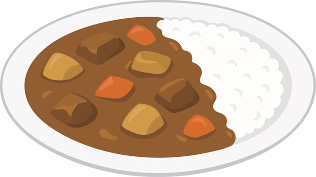 かわいいカレーライスのベクターイラスト