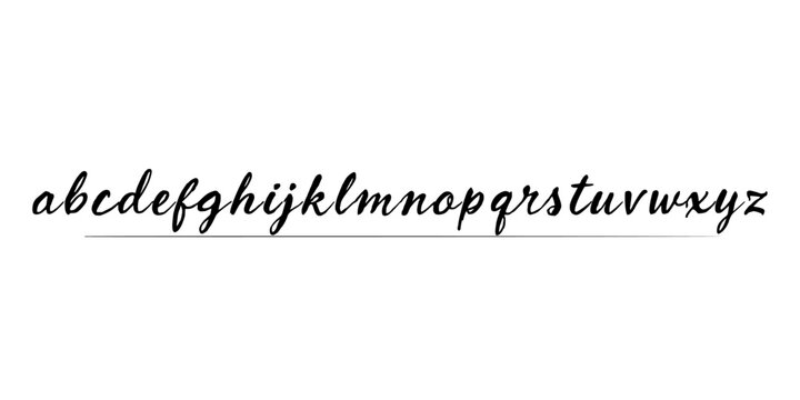 Alphabet Vector Typography Abcdefghijklmnopqrstuvwxyz Displayed on White Background in Clean Handwritten Style