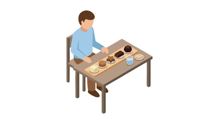 Fototapeta premium Chocolate Tasting Flight Concept with Person Sampling Desserts for Menu Design or Culinary Education