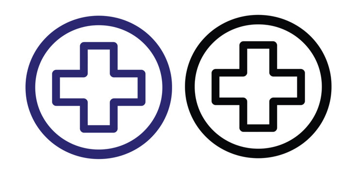Cross icon vector medical health hospital sign with first aid