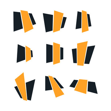 Modern Abstract Geometric Logo Elements in Black and Orange