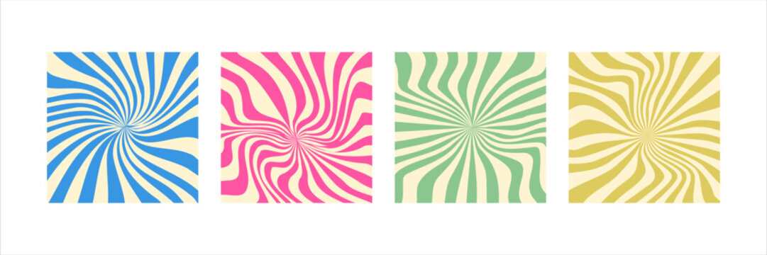 Colorful Retro Groovy Swirl Patterns Set