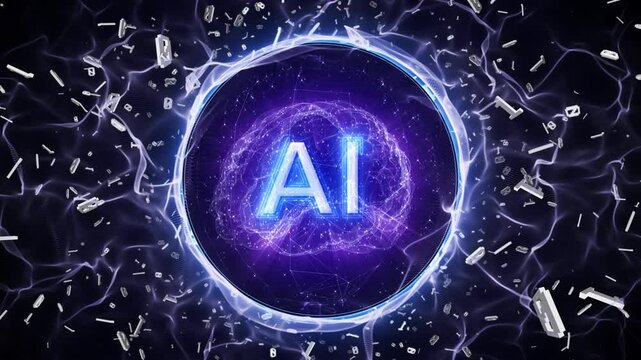 AI Bubble Bursting Explosion Animation, Background, Loop
