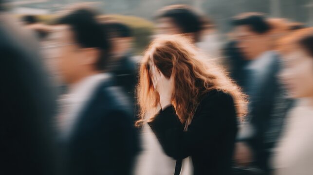Crowded city street with people walking during busy morning hours
