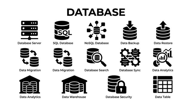 Database Management and Server Icons Set