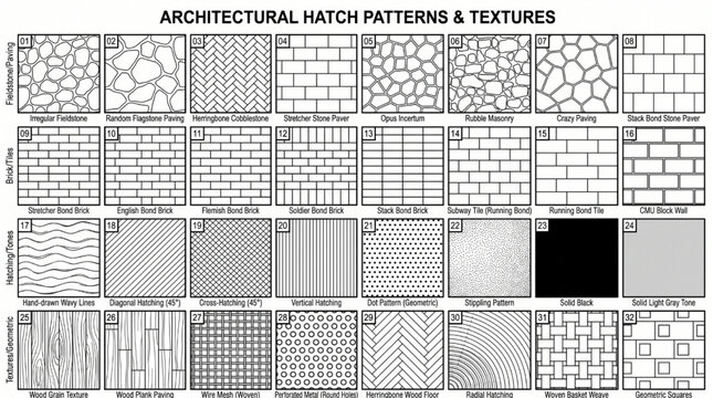 Architectural Landscape Hatch Patterns Vector CAD Drawing Elements for AutoCAD