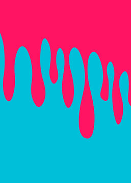 Pink paint dripping on bright blue background