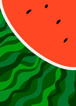 Colorful flat vintage summer watermelon illustration background