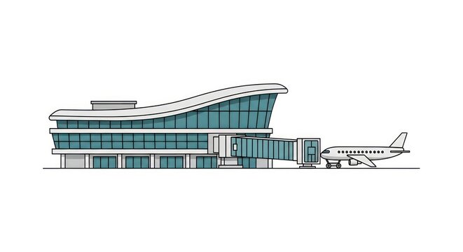 Modern airport terminal building architecture.