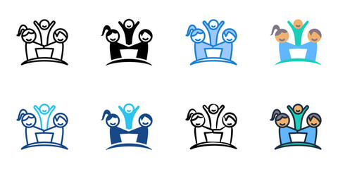 Fototapeta premium Parenting teamwork icons set multiple style collection. Editable stroke 