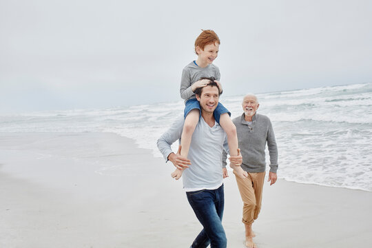 South Africa, Eastcoast, Muizenberg, family, beach, grandfather, father, grandchild, generations