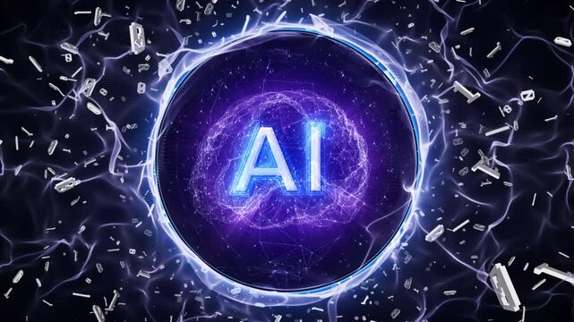 AI Bubble Bursting Explosion Animation, Background, Loop

